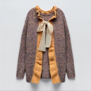 ZARA OVERSIZE KNIT SWEATER WITH BOW MULTICOLORED MEDIUM